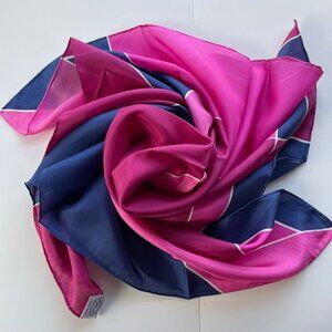 LISBETH KAARE GEOMETRIC‎ SILK SCARF PINK BLUE 34" SQUARE VINTAGE NEW